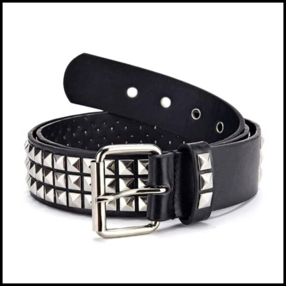 Punk Rock Rivet Belt with Pyramid Studs in Faux Leather main image 4
